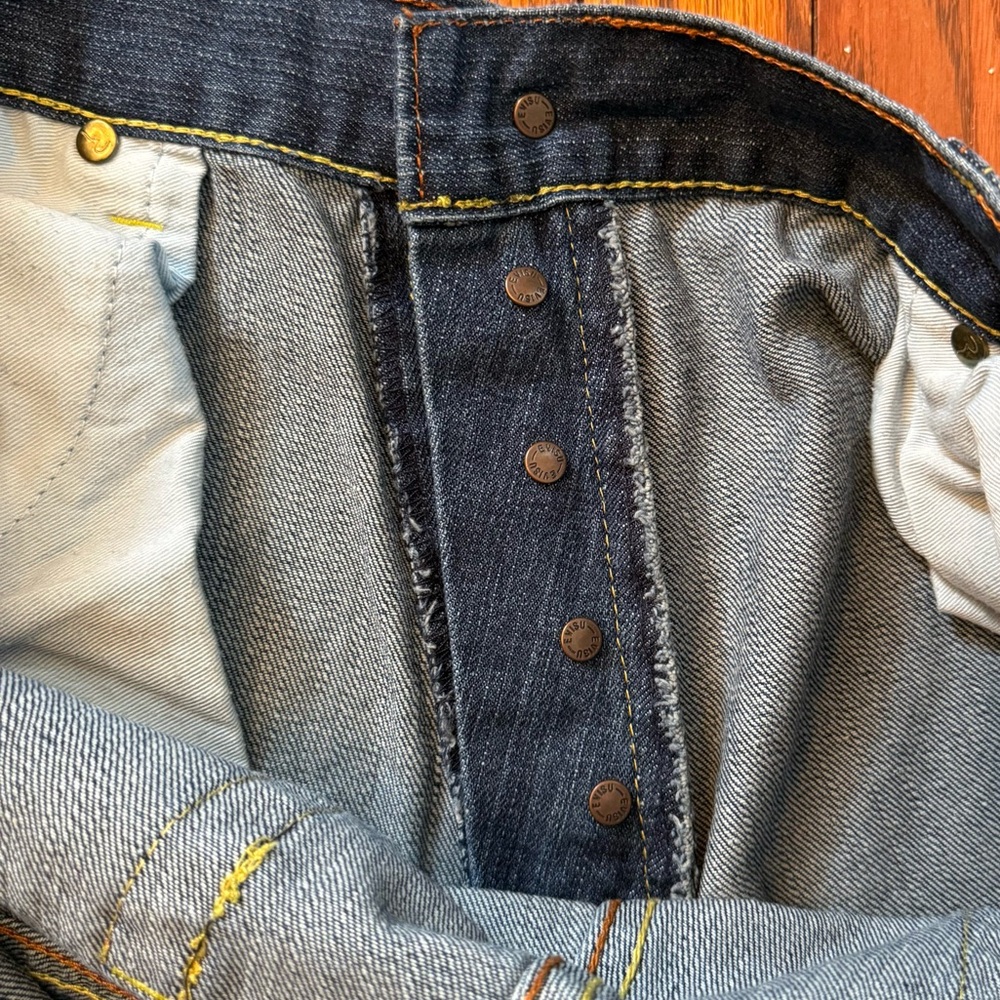 Y2K Evisu Dragon Koi Fish Hand Painted Vintage Denim Jeans - Picture 12 of 16